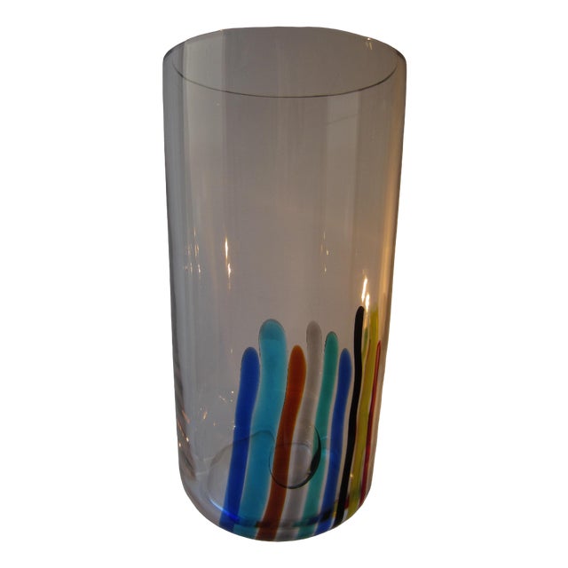 Large Murano Glass Vase with Air Bubbles, 1980s For Sale