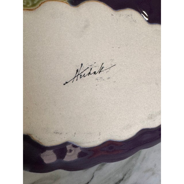 Eggplant Vintage Hand Crafted Painted & Glazed Studio Art Serving Tray For Sale - Image 8 of 11