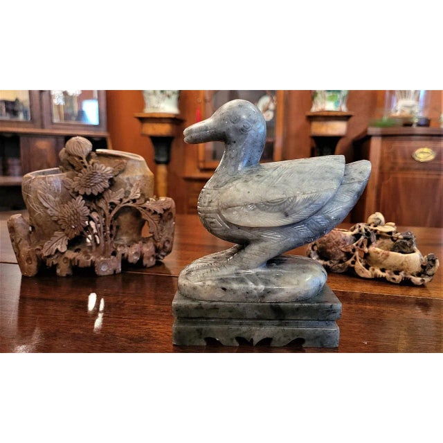 Stone Set of 3 Small Chinese Carved Soapstone Sculptures For Sale - Image 7 of 12