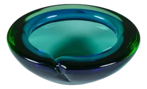 Murano Glass Green and Blue Bowl Ashtray