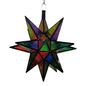 Large 21st Century Handmade Warm Multicolor Moroccan Star Lantern / Moravian Star
