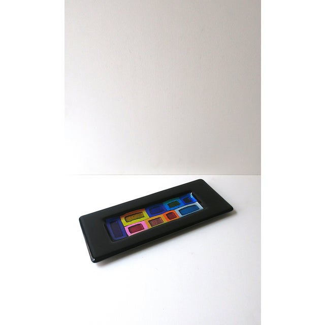 Early 21st Century Art Glass Tray Catchall Geometric Design Signed For Sale - Image 5 of 10