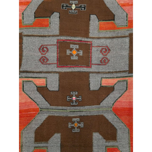 A vintage Turkish Anatolian square room size carpet handmade during the mid-20th century with a large scale tribal design...