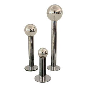 Italian Space Age Chrome Pillar Lamps, a Set of 3