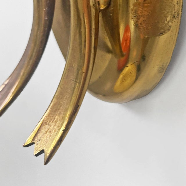 Mid-Century Modern Italian Two-Arm Brass Wall Lamps with Cone Lamp Holder, 1950s, Set of 3 For Sale - Image 14 of 16