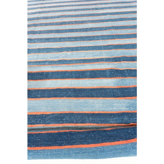 Blue Antique Indian Dhurrie Rug 12'1 X 23'10 For Sale - Image 8 of 15