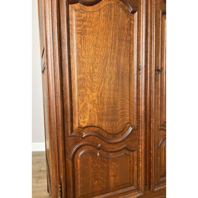 Wood Vintage French Louis XVI Style Wardrobe in Oak For Sale - Image 7 of 16