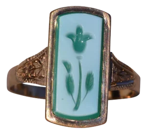 The Lynnfield: Antique Floral Carved Cameo Ring in Yellow Gold