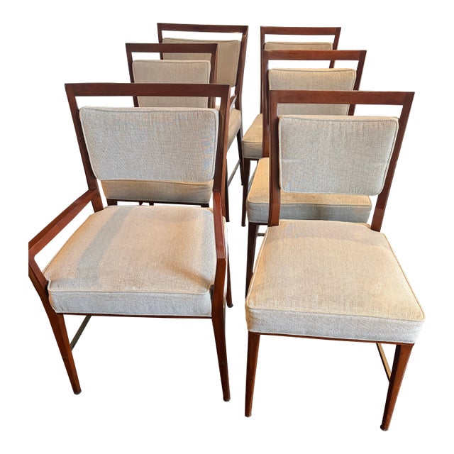 Paul McCobb. Mahogany Framed Set of 6 Iconic Vintage Dining Chairs. For Sale