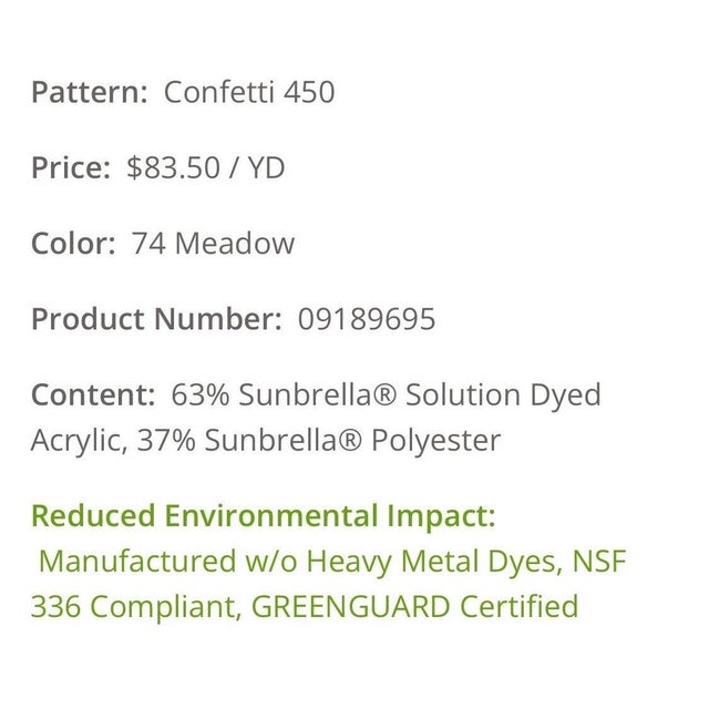 Knoll Knoll Sunbrella Momentum “Confetti” Meadow Green Outdoor Upholstery Fabric — 20 Yards For Sale - Image 4 of 5