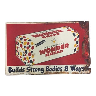 Vintage Wonder Bread Steel Sign For Sale