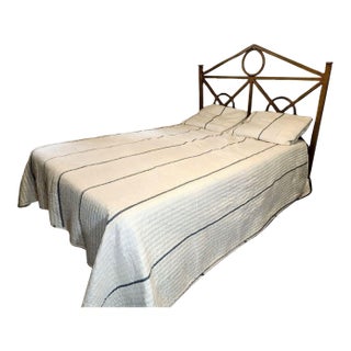 1980s Architectural Gilt Metal Double Bed – Heavy-Duty Designer Statement Frame For Sale