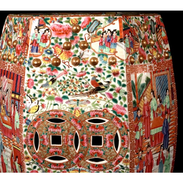 Chinese Export Porcelain Hexagonal Garden Seats, a Pair For Sale - Image 11 of 12