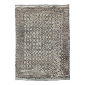 Modern Tribal Afghan Kilim With All-Over Design in Shades of Silver and Gray 10 X 13