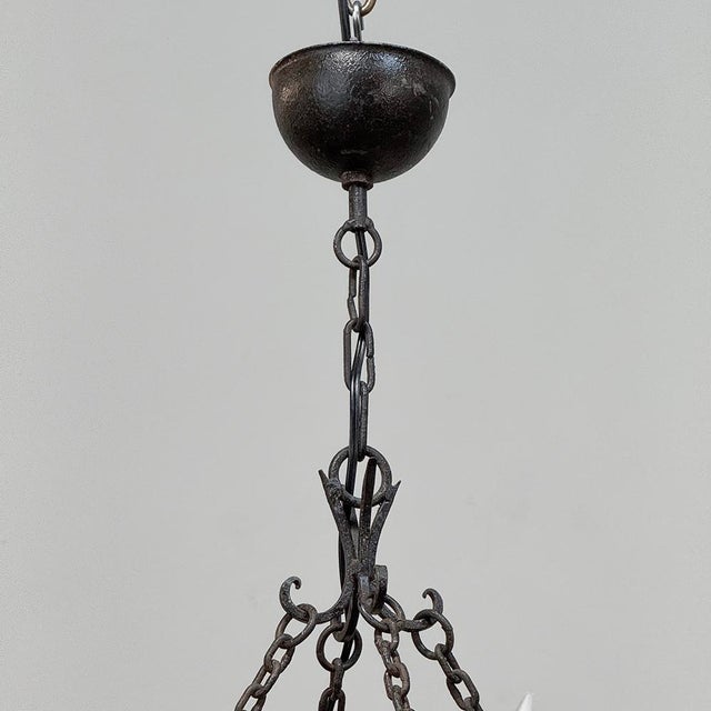 Charcoal Antique Country French Wrought Iron Chandelier For Sale - Image 8 of 12