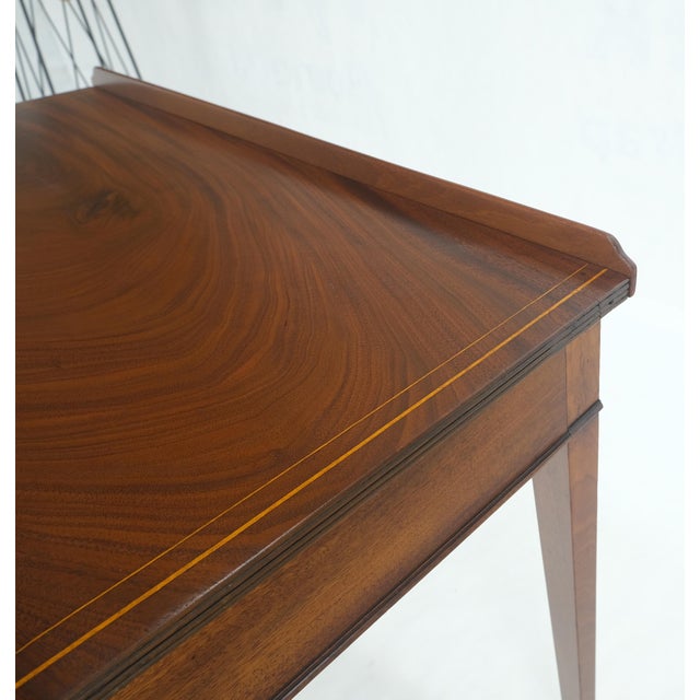 Drexel c.1880s Fine One Drawer Inlayed Solid Crotch Mahogany Top Console Table MINT! For Sale - Image 4 of 16