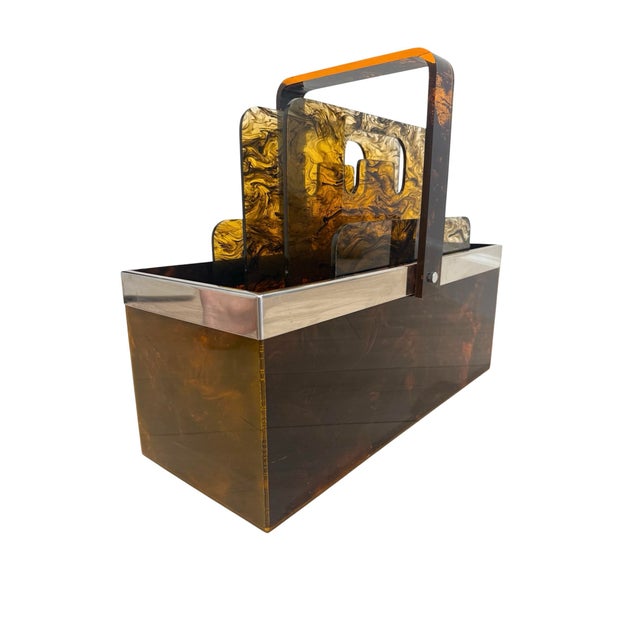Italian Dior Faux Tortoise and Chrome Magazine Holder For Sale In Miami - Image 6 of 12