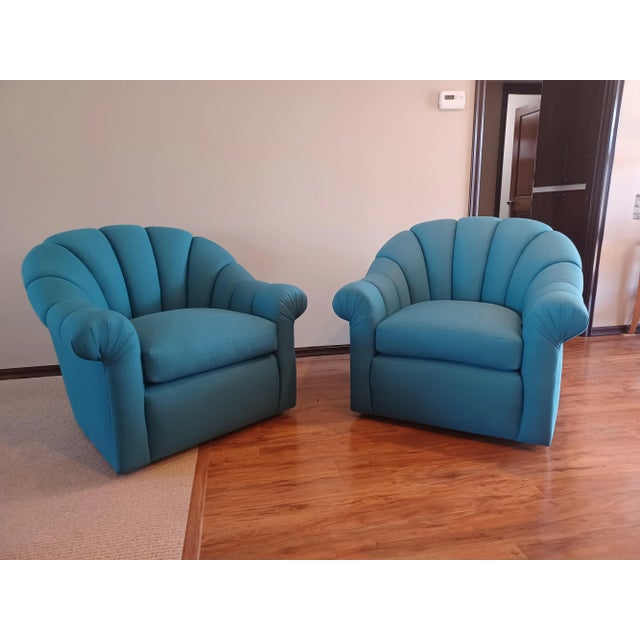 1980s Vintage A Rudin Swivel Lounge Chairs, Style 394 - a Pair For Sale - Image 13 of 13