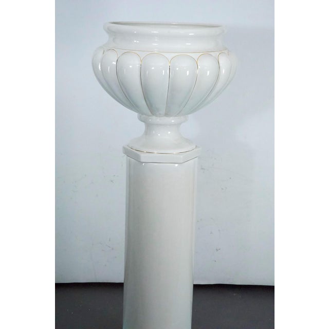 White White Ceramic Vase with Gold Details and Column by Tommaso Barbi, Italy, 1970s For Sale - Image 8 of 18