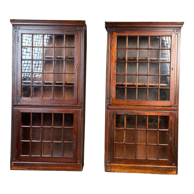 Pair of Mid-19th Century New England Cherry Glazed Display Cupboards, C. 1840–1860 For Sale