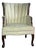 Vintage Wingback Accent Chair by Les Brown Furniture | Damask Upholstery & Wood Trim For Sale