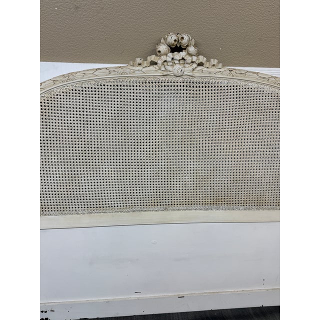 Full Size French Provincial Carved Cane Headboard, Vintage For Sale - Image 10 of 12