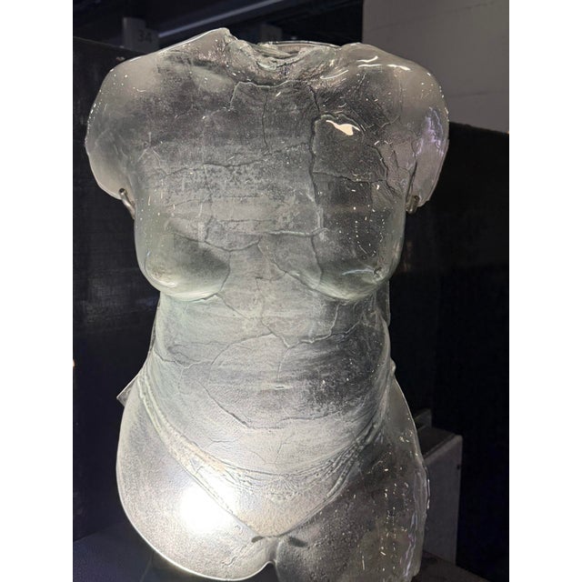 Glass Glass Female Torso Sculpture Dated 1989 For Sale - Image 7 of 9