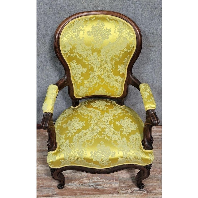 Louis XV Mahogany Armchair, 1850s For Sale - Image 4 of 6