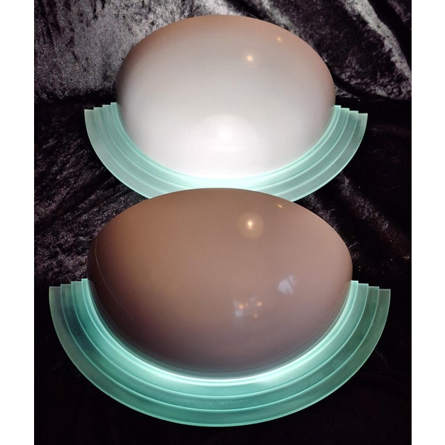 Vintage Glare-Free Wall Lamps with White Lacquered Metal Reflector and Tinted Acrylic Frame, 1990s, Set of 2 For Sale - Image 3 of 7