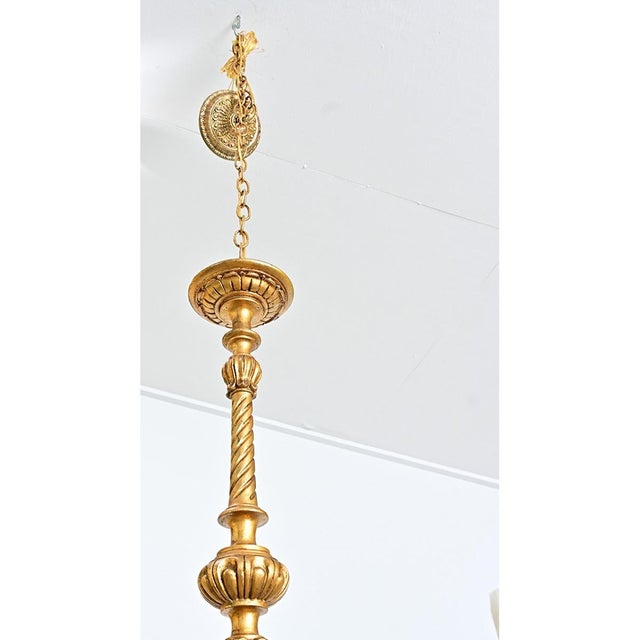 French French 19th Century Carved Giltwood Neoclassical Chandelier For Sale - Image 3 of 12