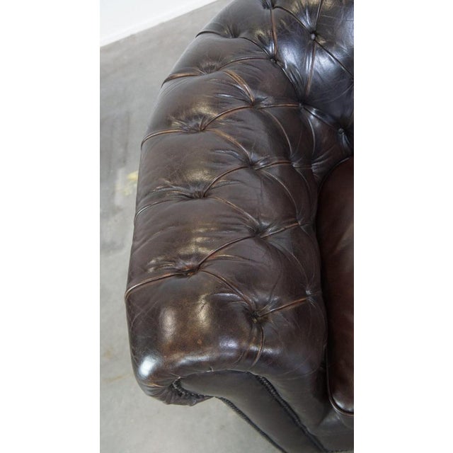 Brown Dark Brown 3-Seater Cowhide Chesterfield Sofa For Sale - Image 8 of 15