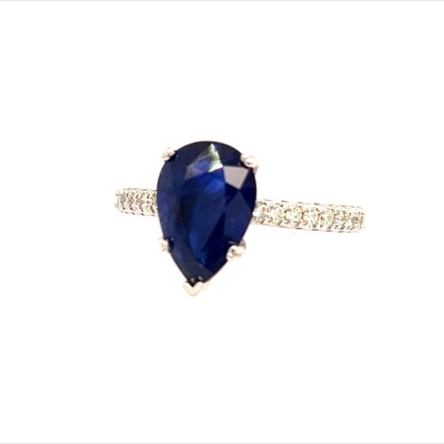 Sapphire Diamond Ring Size 6.5 14k Gold 2.77 TCW Certified For Sale - Image 9 of 11