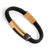 Modern Men's Style Black Leather Gold Design Bracelet For Sale - Image 3 of 6