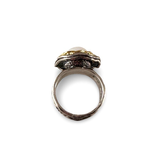 Boho Chic Sterling Silver & Vermeil Pearl Ring Sz 6 New! For Sale - Image 3 of 7