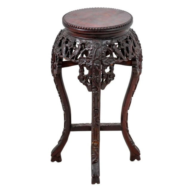 Chinese Chinese Carved Hardwood Pedestal Table For Sale - Image 3 of 4