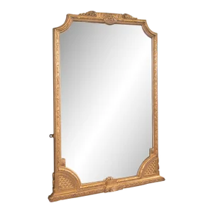 1850s Victorian Grand Antique Overmantle Mirror, English, Giltwood, Italianate Taste