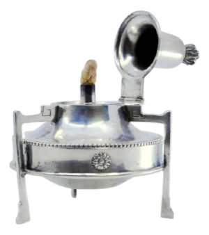 Silver Lamp with Pearly Surround and Flame Cover