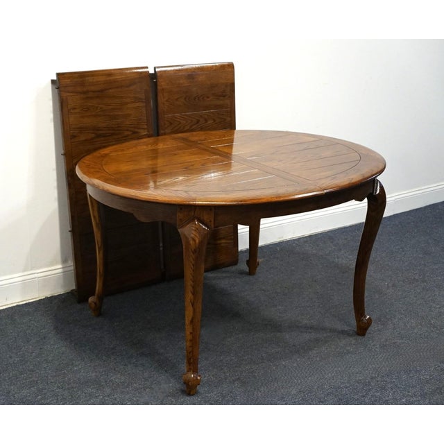 High End Vintage Solid Oak Early American Traditional 88" Oval Dining Table For Sale - Image 10 of 11