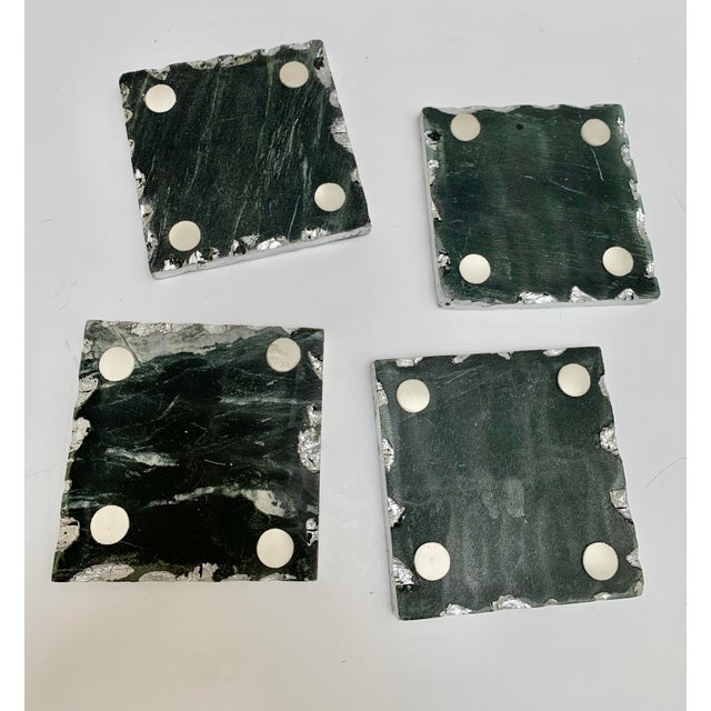 Black Rugged Set of Black Marbled Square Coaster, Set of Four For Sale - Image 8 of 9