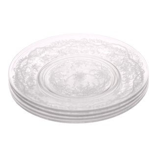 Early 20th Century Fostoria Etched Glass Dessert Plates - Set of 4 For Sale