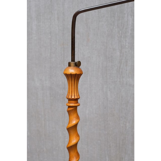 Swedish Grace Sculptural Floor Lamp in Birch and Brass from Lundling, 1930s For Sale - Image 4 of 12