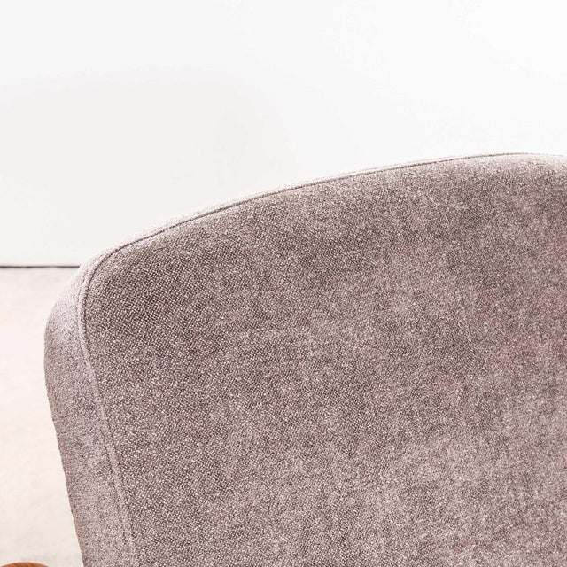 Wood Mid-Century Grey Brushed Cotton Upholstered Armchair, 1950s For Sale - Image 7 of 9