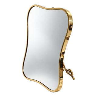 Italian Brass Shield-Shaped Table Vanity Mirror by Gio Ponti, 1950s For Sale