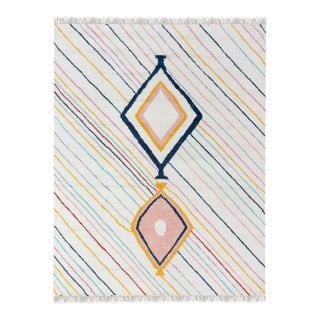 Moroccan Boucherouite Inspired Rug Soft Wool Beni Ourain Hand Knotted 8x10 Ft. For Sale