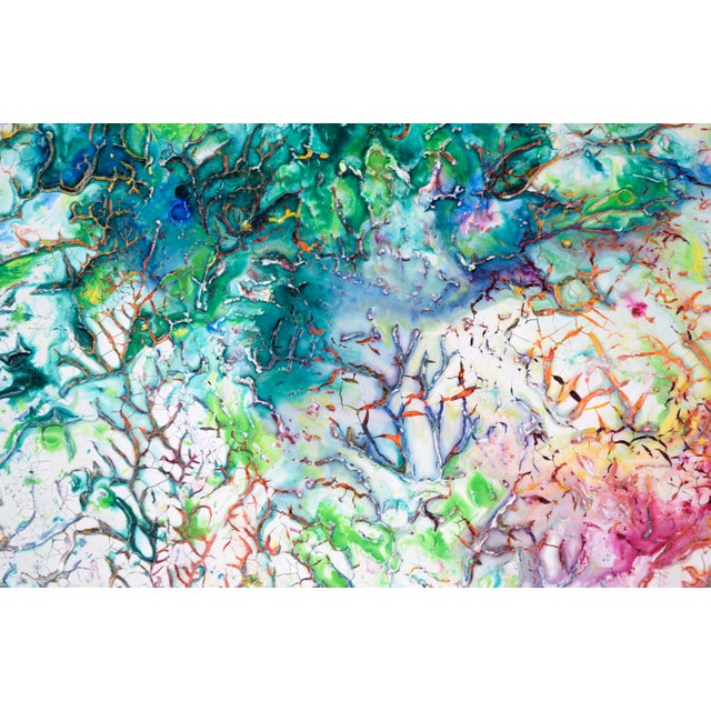 Textile Rainbow Crackle - Abstract Expressionist Composition in Acrylic on Canvas by Charles David Francis For Sale - Image 7 of 11