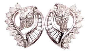14 Karat White Gold Fashion Earrings With Diamonds 1.25 TDW