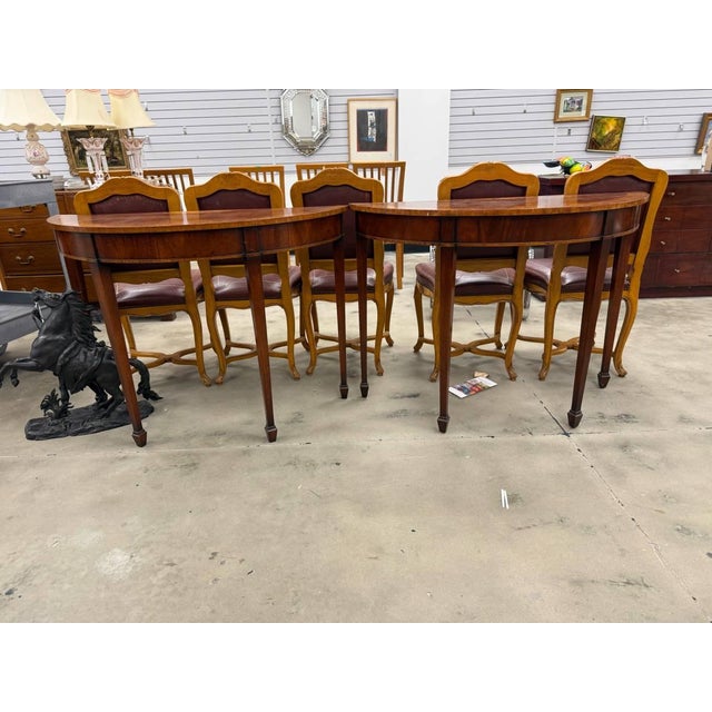 Pair of George Iii Inlaid Mahogany Demi-Lune Console Tables For Sale - Image 9 of 16