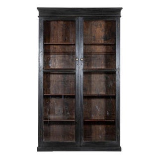 19th Century English Oak Glazed Bookcase Cabinet, 1890 For Sale