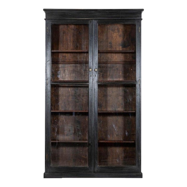 19th Century English Oak Glazed Bookcase Cabinet, 1890 For Sale