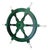 Vintage Nautical Handcrafted Green Wooden Ship Wheel With Aluminium Hub & Handle For Sale - Image 4 of 6